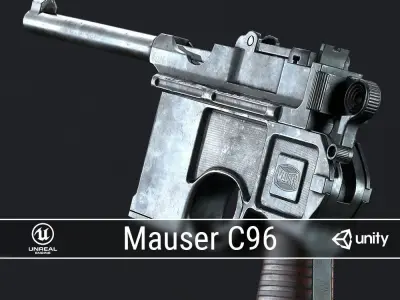 PBR Mauser C96 Low-poly 3D model
