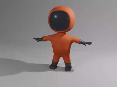 Astronaut low poly cartoon character in orange suit Free low-poly 3D model