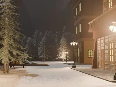 Snowy City Lights 3D model