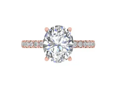 Oval Solitaire Ring 3D print model 2