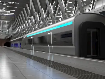Futuristic Train Locomotive Silver 3D model