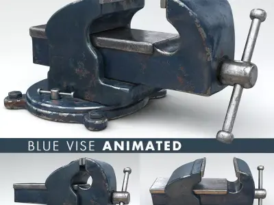 VISE BLUE ANIMATED Low-poly 3D model