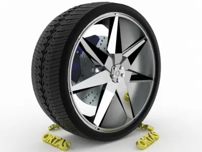 ORTAS CAR WHEEL RIM 80 GAME READY WHEEL RIM TIRE 3D model
