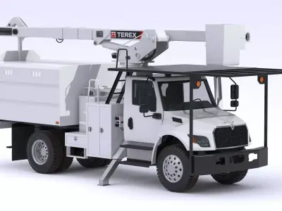 International MV607 Tree Truck Terex XT Pro 70 Forestry Boom 3D model