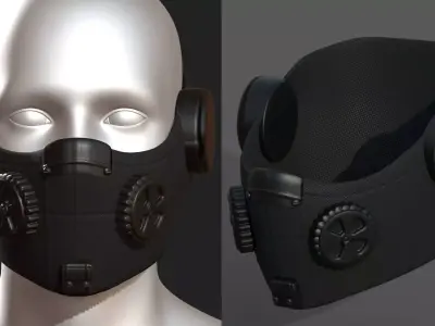 Gas mask helmet protection isolated scifi military futuristic  Low-poly 3D model
