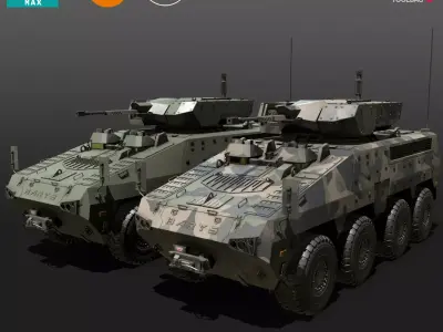 BARYS 8x8 Armoured Wheeled Vehicle Low-poly 3D model