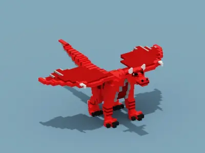 Voxel Dragon Low-poly 3D model