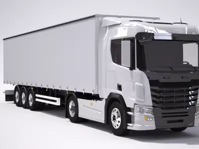 Generic Tautliner Semi Trailer 3D model