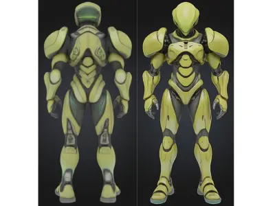 Cyber Hive Soldier Low-poly 3D model