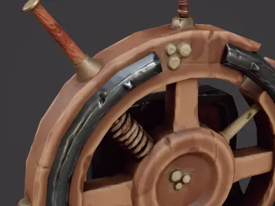Stylized Ship Wheel Game Ready Model Low-poly 3D model