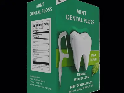 Floss and toothpicks Box Low-poly 3D model