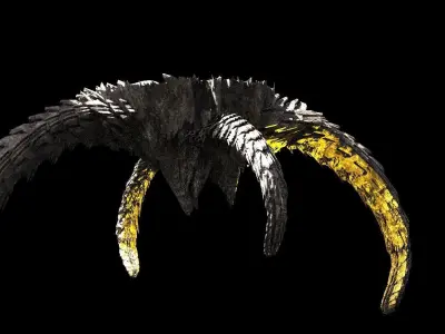 Sci fi Alien Dragon Asteroid rock 6  3D model