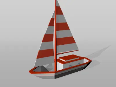 Boat low poly set sailboat Low-poly 3D model