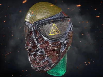 Alien Bust Model Low-poly 3D model