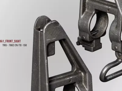 AR15 M4A1 Modular Gas Block sight Customizable Low-poly 3D model