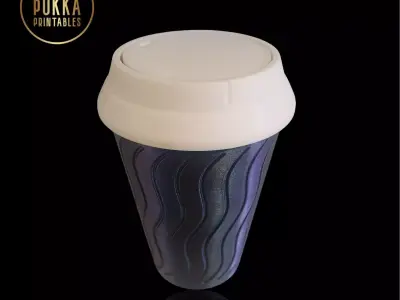 Coffee Cup Mini Trash Bin with Screw On Flip Lid Car or Desktop 3D print model
