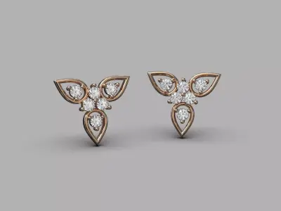 minimal triangular earrings with round gem stones 3D print model purchase