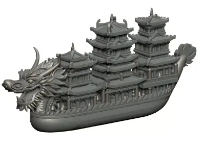 Chinese dragon boat 3D print model get