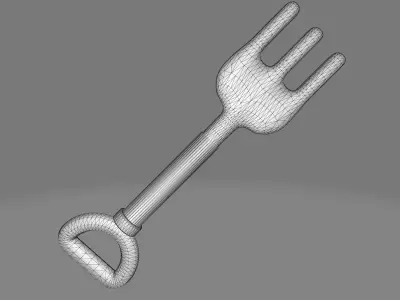 Hand Cultivator Low-poly 3D model