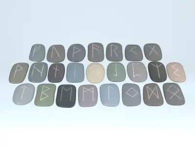 Runic Stone Set / Norse Rune Stones Bundle 3D model