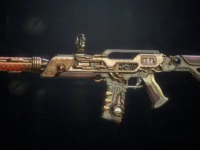 The SteamPunk Assault Rifle Low-poly 3D model