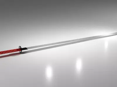 Katana samurai sword Low-poly 3D model 2