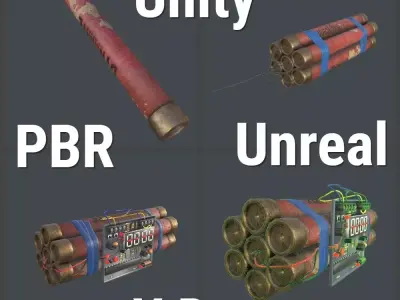 Dynamite Game ready bullets Low-poly 3D model