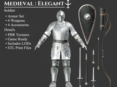 Medieval Collection Elegant Soldier 3D Model Pack