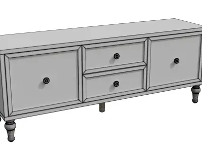 Mid-Century Modern Rattan Distressed Tv Stand Low-poly 3D model