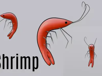 3D mini Shrimp  Low-poly 3D model