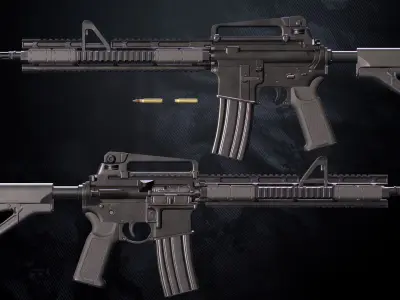 MR-44 Assault rifle With Hands And Weapon Case Low-poly 3D model