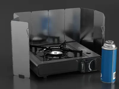 Butane Canister Replacement in Camping Stove Animated 3D model