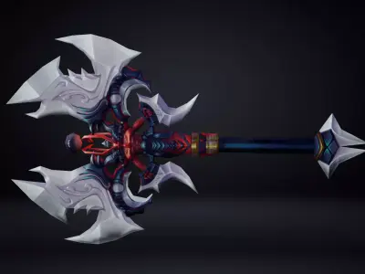 Futuristic Axe Low-poly 3D model 4