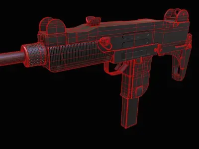 Submachine Gun UZI  Low-poly 3D model
