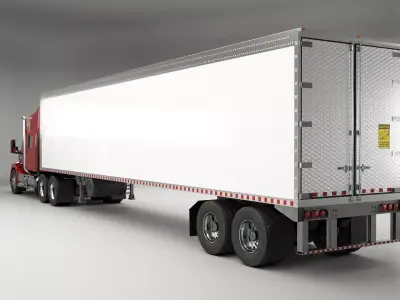 Generic Semi Truck Sleeper Cab and Refrigerated US Trailer Low-poly 3D model