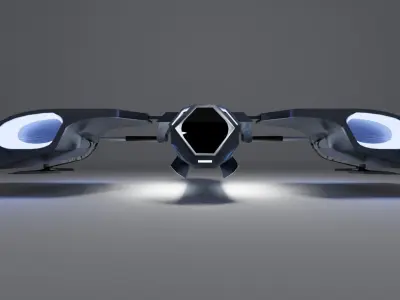 Space Ship Low-poly 3D model 4