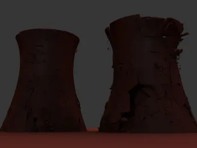 Factory Smoke Towers Demolitions 3D Model Simulations 3D model