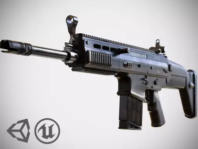 FN SCAR - H - MK 17 - Highly Detailed - PBR - 3D Model Low-poly 3D model