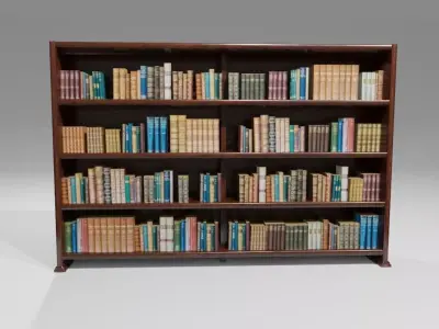 Old Wood Bookcase - Library - Estante de Livros Low-poly 3D model