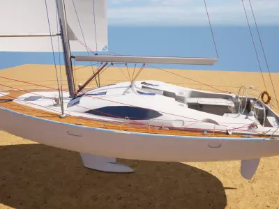 Sailboat - Yacht Low-poly 3D model