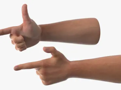 Male Hand Pair with Finger Gun Gesture 3D model