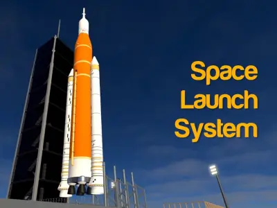 NASA Space Launch System SLS Artemis Rocket Low-poly 3D model