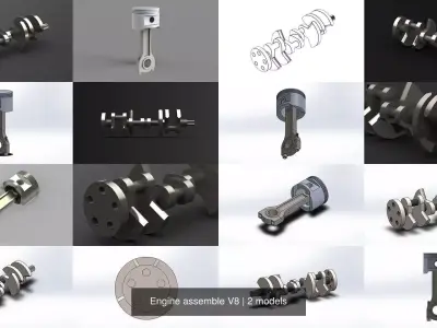 Engine assembly V8 3D Model Pack