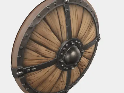 Wooden viking shield Free 3D model