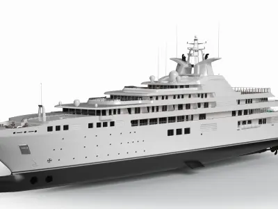 Dubai Superyacht Night Scene 3D model