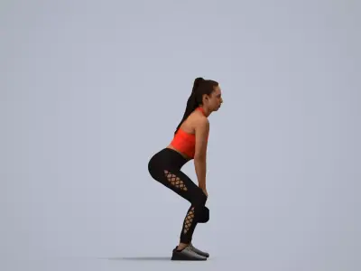 00253Anargul0009 - Adult Indian woman crouching during exercise 3D model