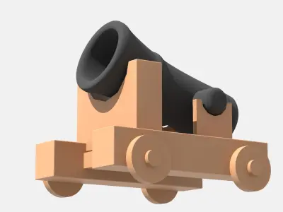 Medieval cannon Low-poly 3D model 4