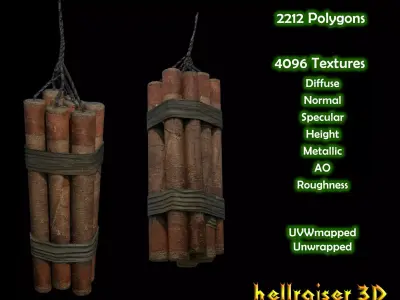 Dynamite - PBR - Textured Low-poly 3D model