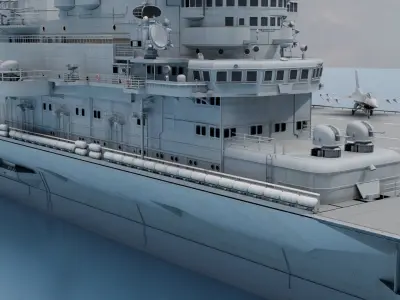 ship and Aircraft Low-poly 3D model