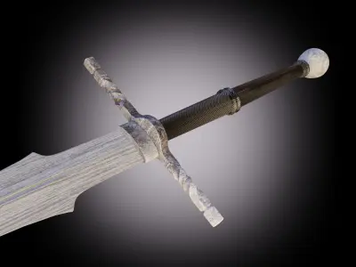 Two-handed sword PBR low-poly game ready Low-poly 3D model